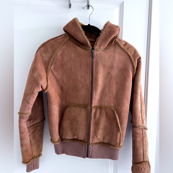UGG brown leather jacket. Size small. - Picture 1 of 6